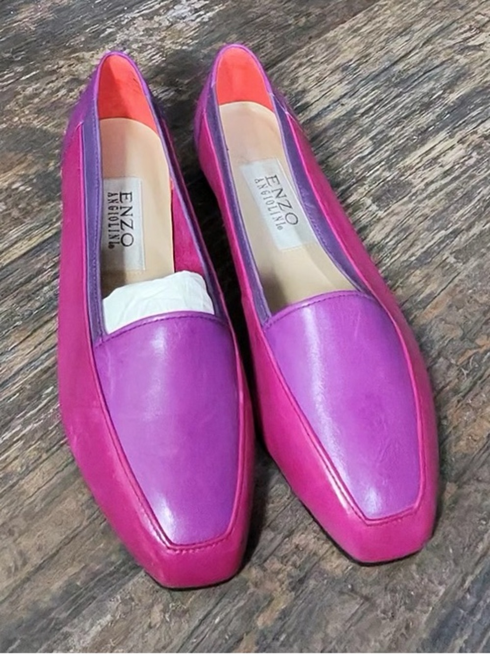 Enzo Angiolini Two-Tone Fuchsia Pink Slip-On Loafers
